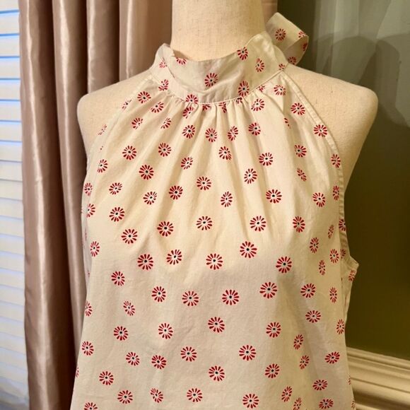 NWOT J. by J.Crew Tie Neck Halter Style Flower Print Top Blouse Shirt Size 4 - Picture 2 of 5